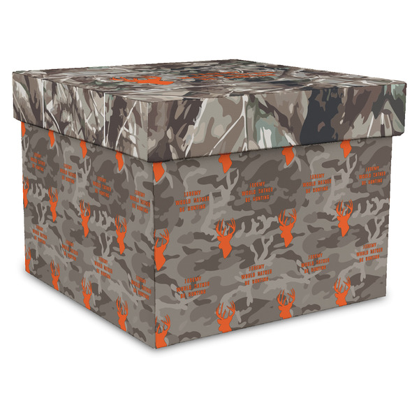 Custom Hunting Camo Gift Box with Lid - Canvas Wrapped - XX-Large (Personalized)