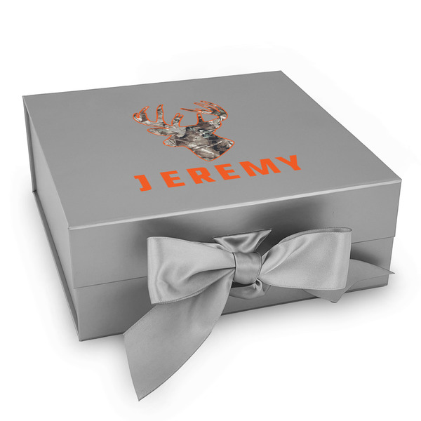 Custom Hunting Camo Gift Box with Magnetic Lid - Silver (Personalized)