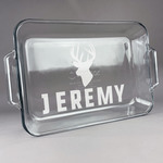 Hunting Camo Glass Baking Dish with Truefit Lid - 13in x 9in (Personalized)