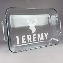 Hunting Camo Glass Baking Dish with Truefit Lid - 13in x 9in (Personalized)
