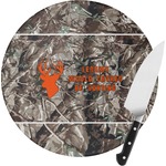 Hunting Camo Round Glass Cutting Board (Personalized)