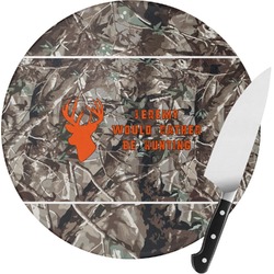 Hunting Camo Round Glass Cutting Board (Personalized)