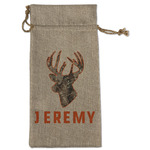 Hunting Camo Large Burlap Gift Bag - Front (Personalized)