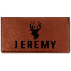 Hunting Camo Leatherette Checkbook Holder - Single Sided (Personalized)