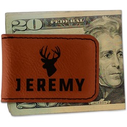 Hunting Camo Leatherette Magnetic Money Clip - Double Sided (Personalized)