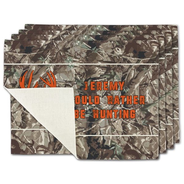 Custom Hunting Camo Single-Sided Linen Placemat - Set of 4 w/ Name or Text