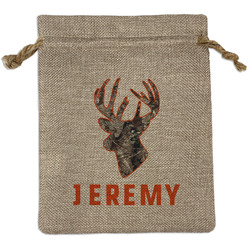 Hunting Camo Medium Burlap Gift Bag - Front (Personalized)