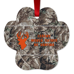 Hunting Camo Metal Paw Ornament - Double Sided w/ Name or Text
