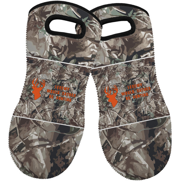 Custom Hunting Camo Neoprene Oven Mitts - Set of 2 w/ Name or Text