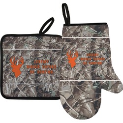 Hunting Camo Right Oven Mitt & Pot Holder Set w/ Name or Text