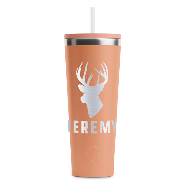 Custom Hunting Camo RTIC Everyday Tumbler with Straw - 28oz - Peach - Single-Sided (Personalized)