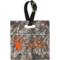 Hunting Camo Plastic Luggage Tag - Square w/ Name or Text