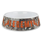 Hunting Camo Plastic Dog Bowl - Large (Personalized)