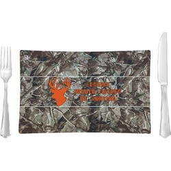Hunting Camo Glass Rectangular Lunch / Dinner Plate (Personalized)