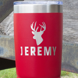 Hunting Camo 20 oz Stainless Steel Tumbler - Red - Double Sided (Personalized)