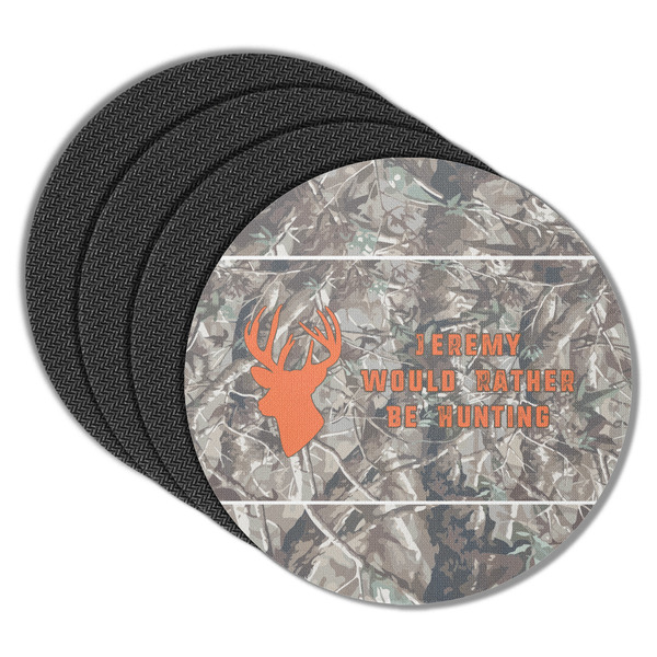 Custom Hunting Camo Round Rubber Backed Coasters - Set of 4 (Personalized)