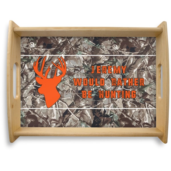 Custom Hunting Camo Natural Wooden Tray - Large (Personalized)