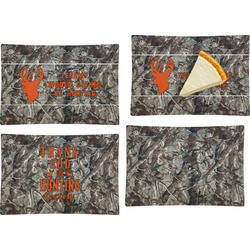 Hunting Camo Set of 4 Glass Rectangular Appetizer / Dessert Plate (Personalized)
