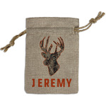 Hunting Camo Small Burlap Gift Bag - Front (Personalized)