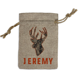 Hunting Camo Small Burlap Gift Bag - Front (Personalized)
