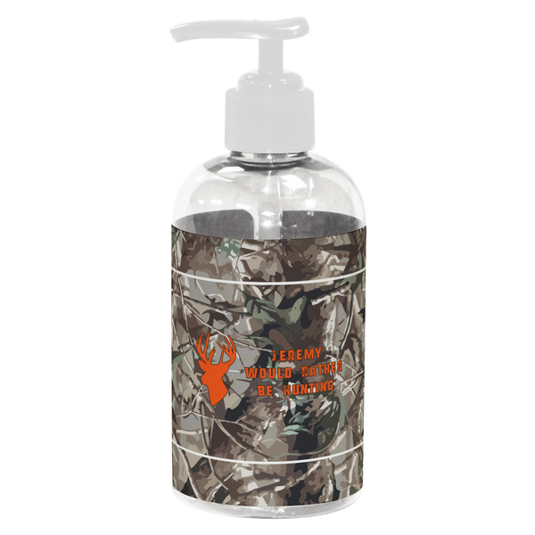 Custom Hunting Camo Plastic Soap / Lotion Dispenser (8 oz - Small - White) (Personalized)