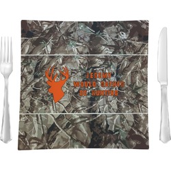 Hunting Camo Glass Square Lunch / Dinner Plate 9.5" (Personalized)