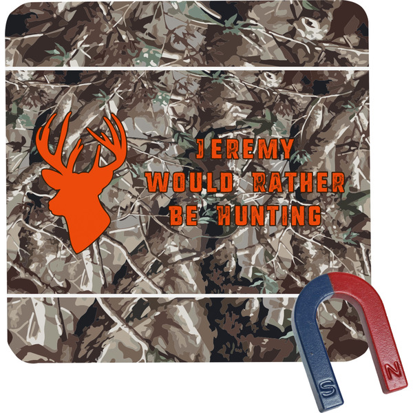 Custom Hunting Camo Square Fridge Magnet (Personalized)