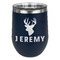 Hunting Camo Stainless Wine Tumblers - Navy - Double Sided - Front