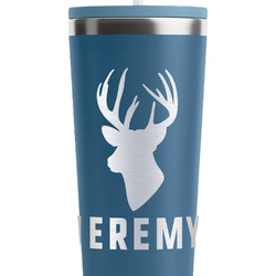 Hunting Camo RTIC Everyday Tumbler with Straw - 28oz - Steel Blue - Double-Sided (Personalized)