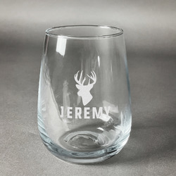 Hunting Camo Stemless Wine Glass (Single) (Personalized)