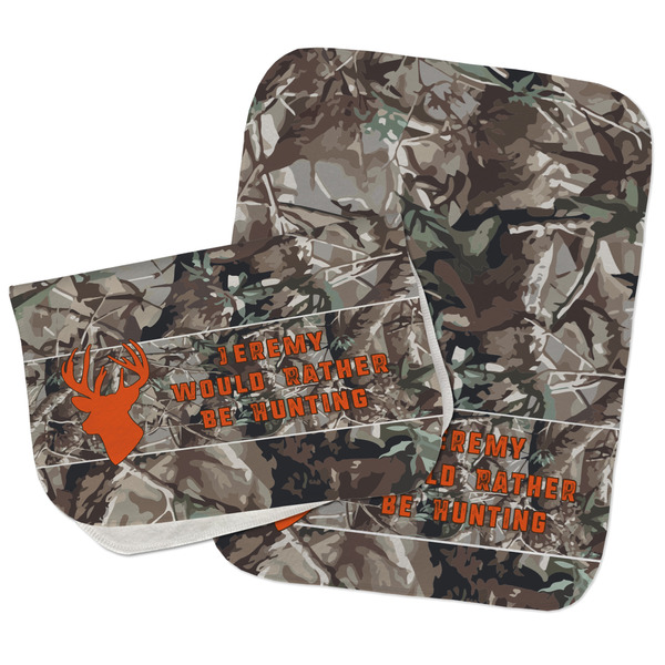 Custom Hunting Camo Burp Cloths - Fleece - Set of 2 w/ Name or Text