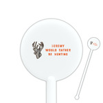 Hunting Camo 5.5" Round Plastic Stir Sticks - White - Double Sided (Personalized)