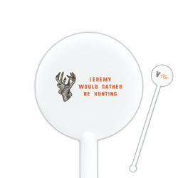 Hunting Camo 5.5" Round Plastic Stir Sticks - White - Single Sided (Personalized)