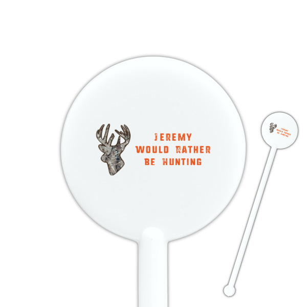 Custom Hunting Camo 5.5" Round Plastic Stir Sticks - White - Double Sided (Personalized)