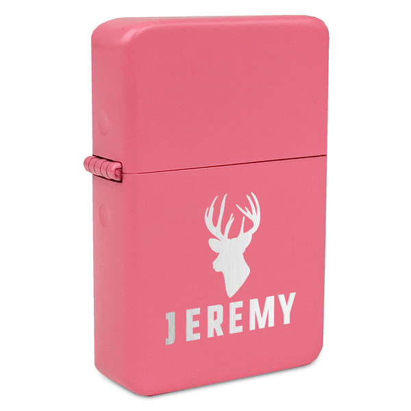 Custom Hunting Camo Windproof Lighter - Pink - Double Sided & Lid Engraved (Personalized)
