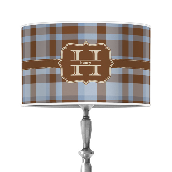 Custom Two Color Plaid 12" Drum Lamp Shade - Poly-film (Personalized)