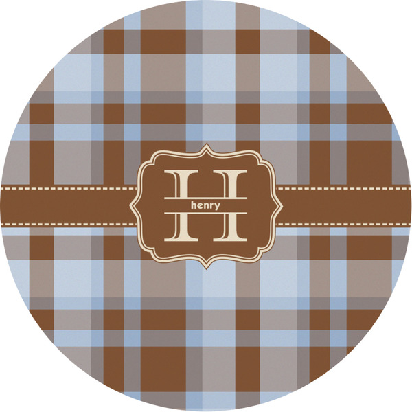 Custom Two Color Plaid Multipurpose Round Labels - 3" (Personalized)