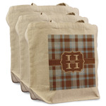 Two Color Plaid Reusable Cotton Grocery Bags - Set of 3 (Personalized)