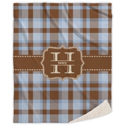 Two Color Plaid Sherpa Throw Blanket - 60"x80" (Personalized)