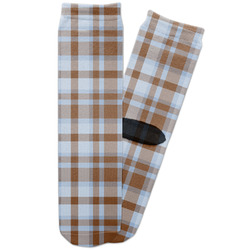 Two Color Plaid Adult Crew Socks