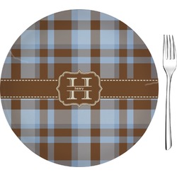 Two Color Plaid Glass Appetizer / Dessert Plate 8" (Personalized)