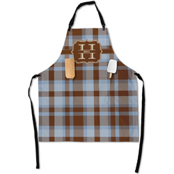 Two Color Plaid Apron With Pockets w/ Name and Initial