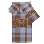 Two Color Plaid Bath Towel Set - 3 Pcs (Personalized)