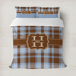 Two Color Plaid Duvet Cover Set - Full / Queen (Personalized)