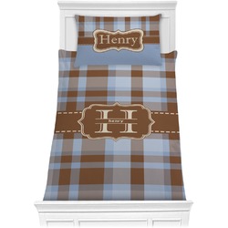 Two Color Plaid Comforter Set - Twin XL (Personalized)
