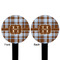 Two Color Plaid Black Plastic 6" Food Pick - Round - Double Sided - Front & Back