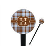 Two Color Plaid 7" Round Plastic Stir Sticks - Black - Double Sided (Personalized)