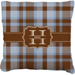 Two Color Plaid Faux-Linen Throw Pillow 18" (Personalized)