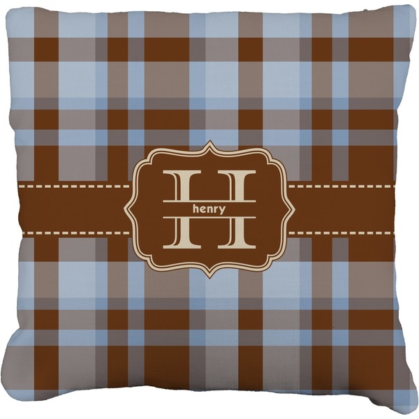 Custom Two Color Plaid Faux-Linen Throw Pillow 18" (Personalized)