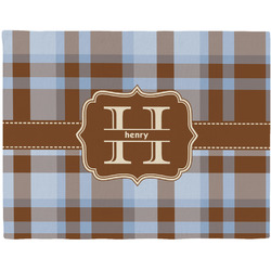 Two Color Plaid Woven Fabric Placemat - Twill w/ Name and Initial